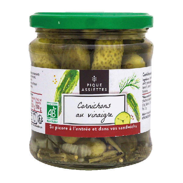 Pique Assiettes -- Cornichons au vinaigre bio - 190 g